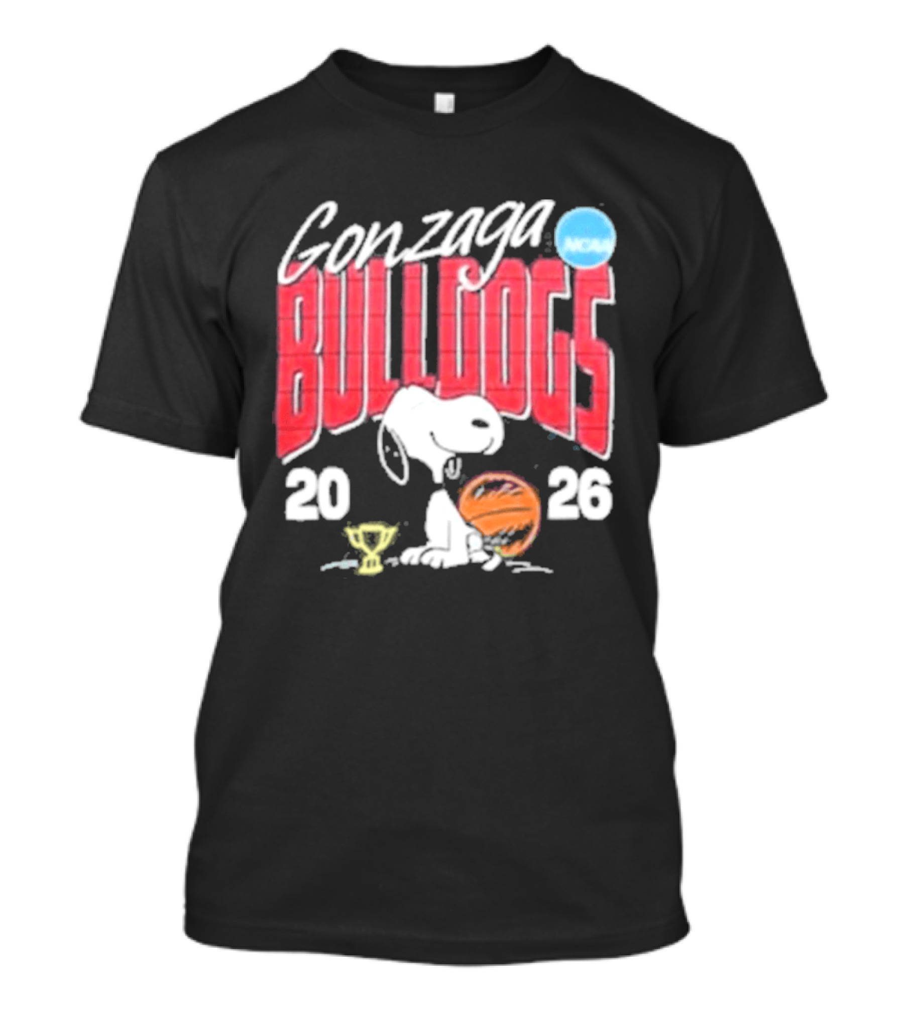 Gonzaga Bulldogs Snoopy NCAA Tournament 2026 Basketball Trophy T-Shirt