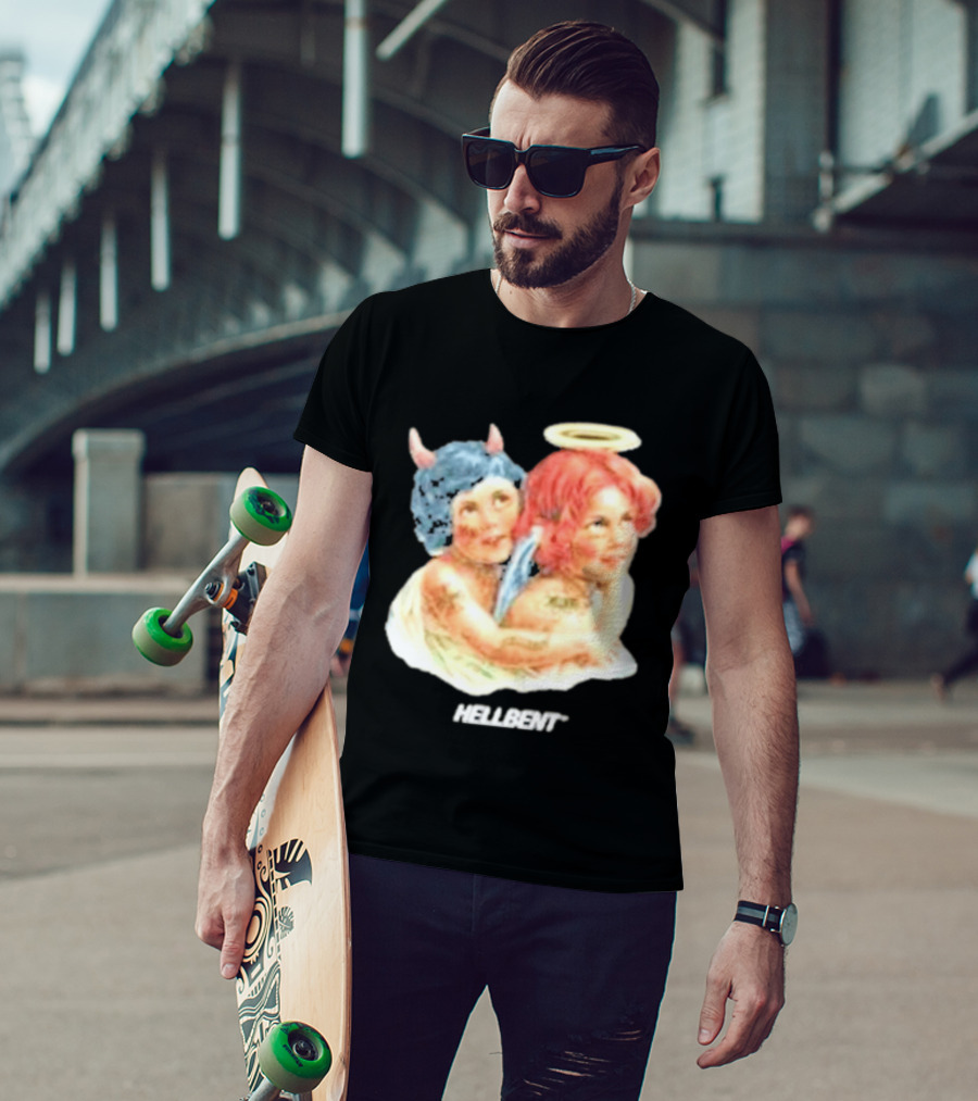 Hellbentrecs Saints Sinners Cherubs With Halo And Horns T-Shirt