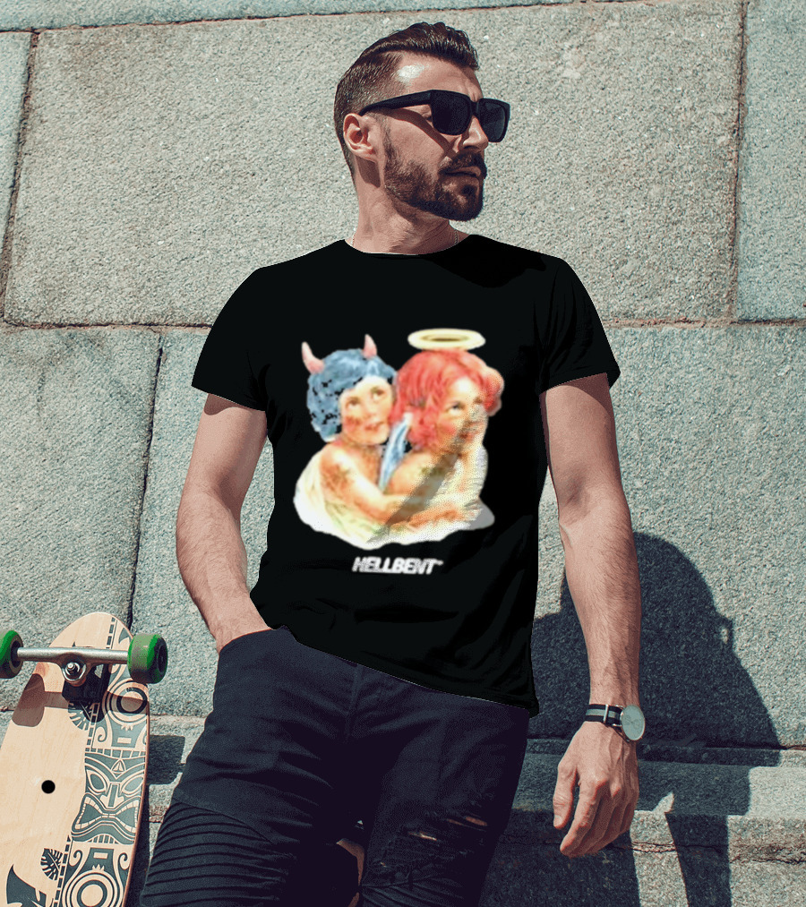 Hellbentrecs Saints Sinners Cherubs With Halo And Horns T-Shirt