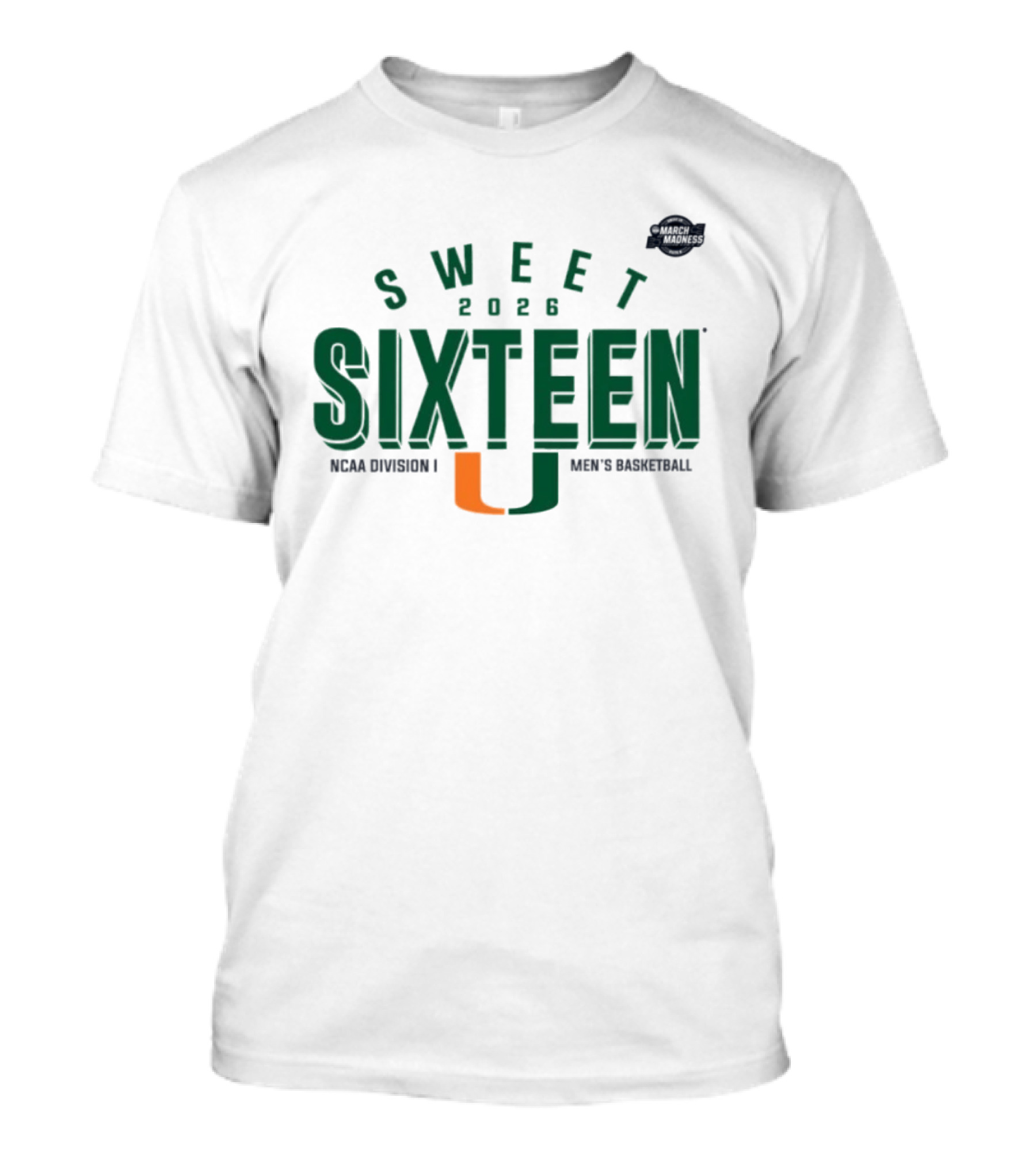 Sweet Sixteen 2026 Miami Hurricanes NCAA Division I Men's Basketball T-Shirt