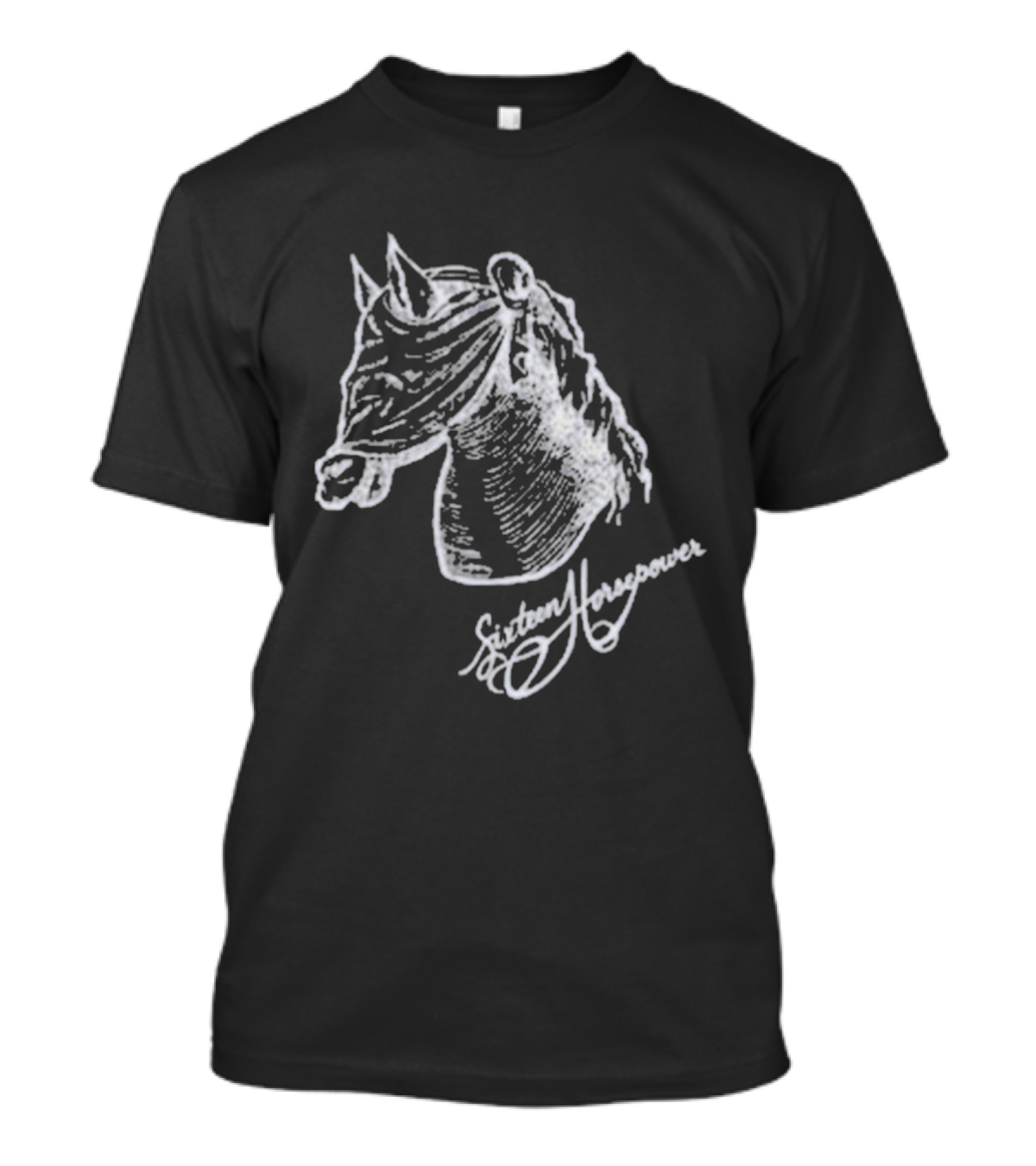 Hello Blindfold Horse Sketch Sixteen Horsepower Signature T-Shirt