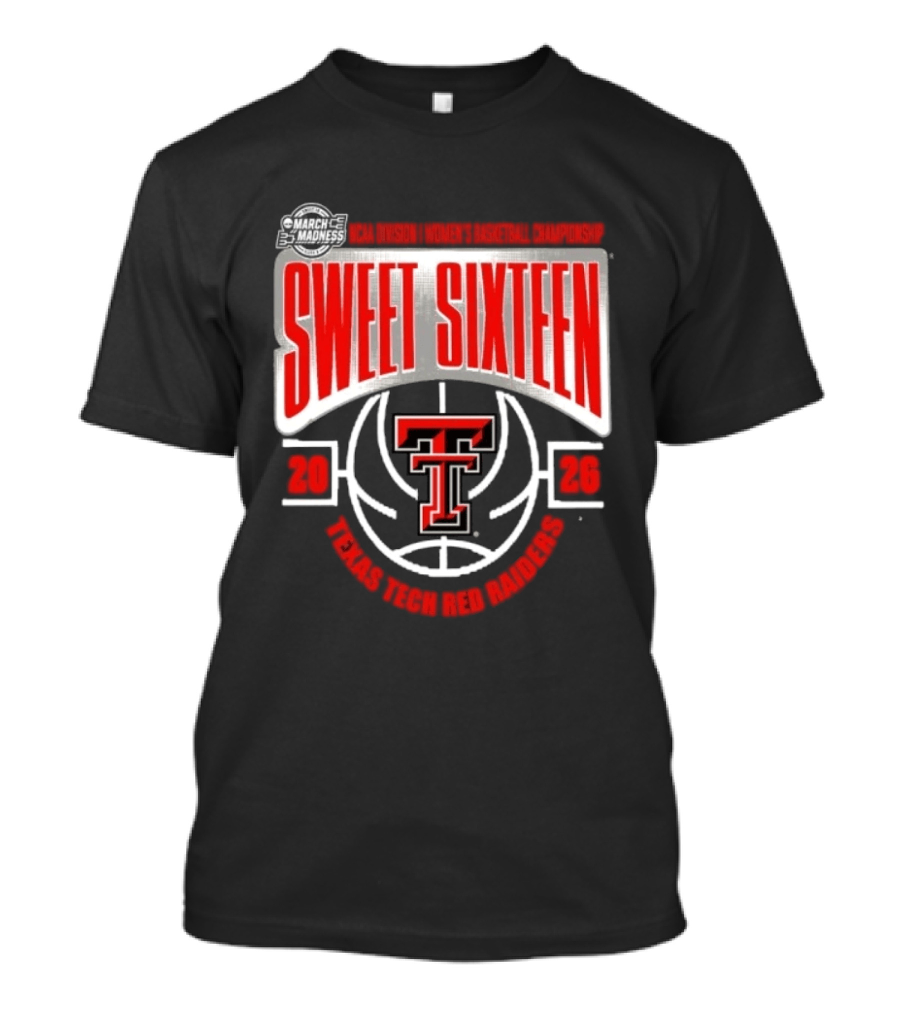 Texas Tech Red Raiders Sweet Sixteen 2026 NCAA DI Women's Basketball Tournament March Madness T-Shirt