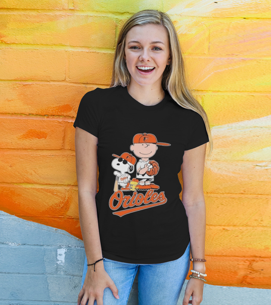 2026 Snoopy Charlie Brown Peanuts Baseball Orioles T-Shirt