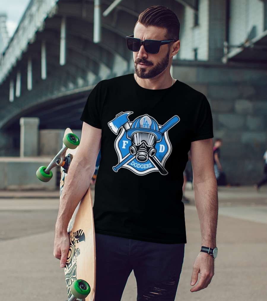 LA Dodgers Firefighter Tribute Axe And Mask T-Shirt