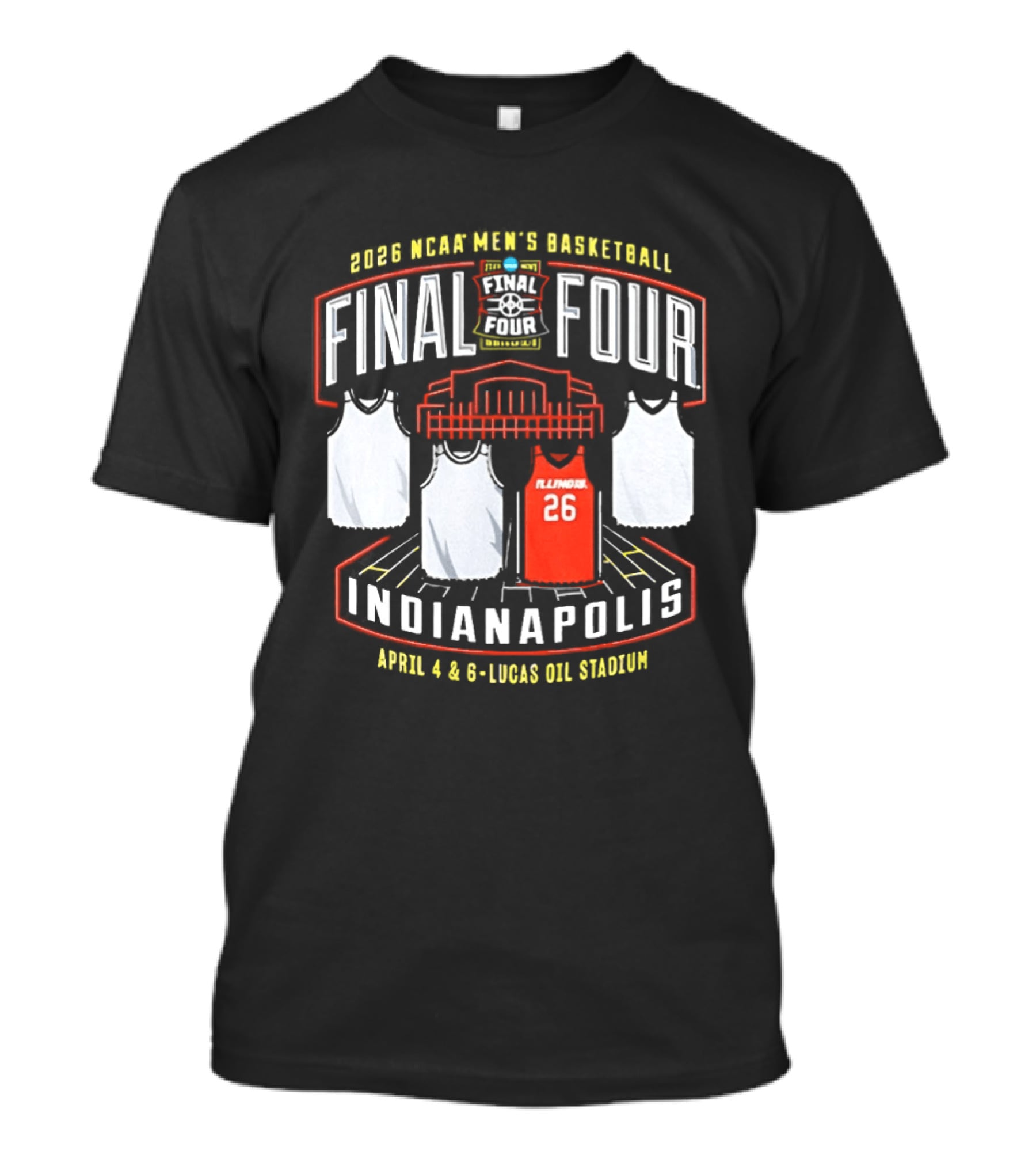 Illinois Fighting Illini NCAA Men's Basketball 2026 Final Four Indianapolis April 4 And 6 Lucas Oil Stadium T-Shirt