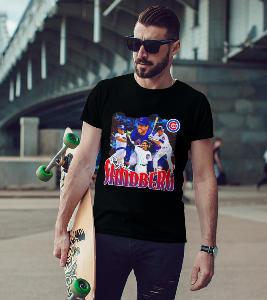 Ryne Sandberg Chicago Cubs MLB Player Collage T-Shirt