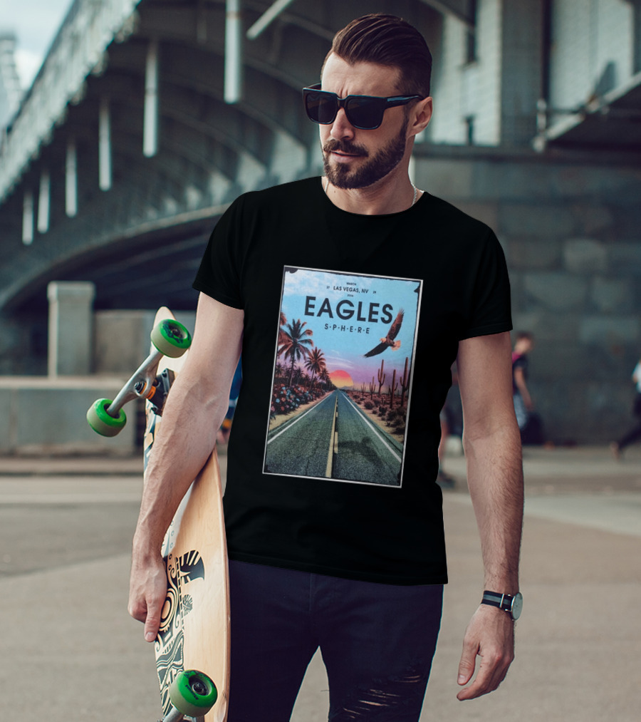 Eagles March 27 28 2026 Las Vegas NV Sphere Desert Road Sunset Scene T-Shirt