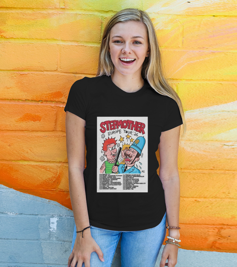 Stepmother Europe Tour 2026 Cartoon Punk Rock Dates And Locations T-Shirt