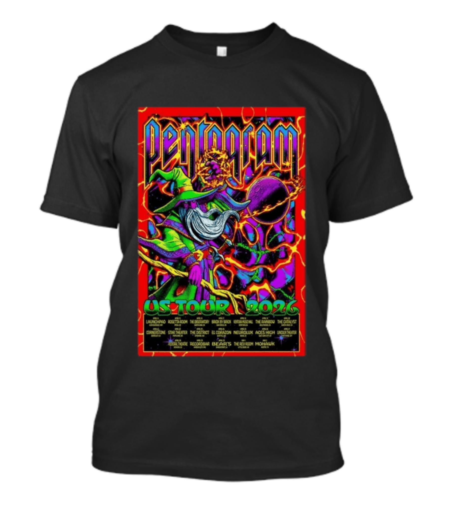 Pentagram US Tour 2026 Psychedelic Wizard T-Shirt