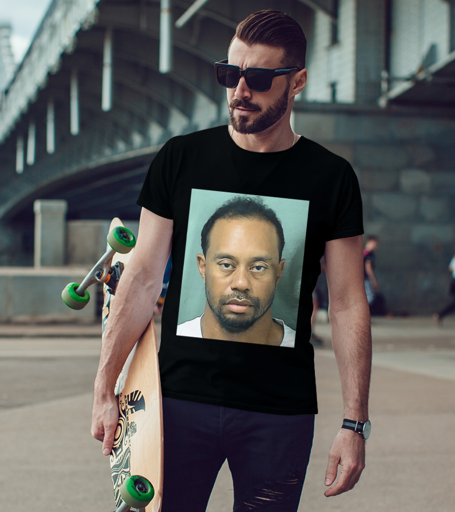 Tiger Woods Shot Palm Beach County Booking Photo T-Shirt