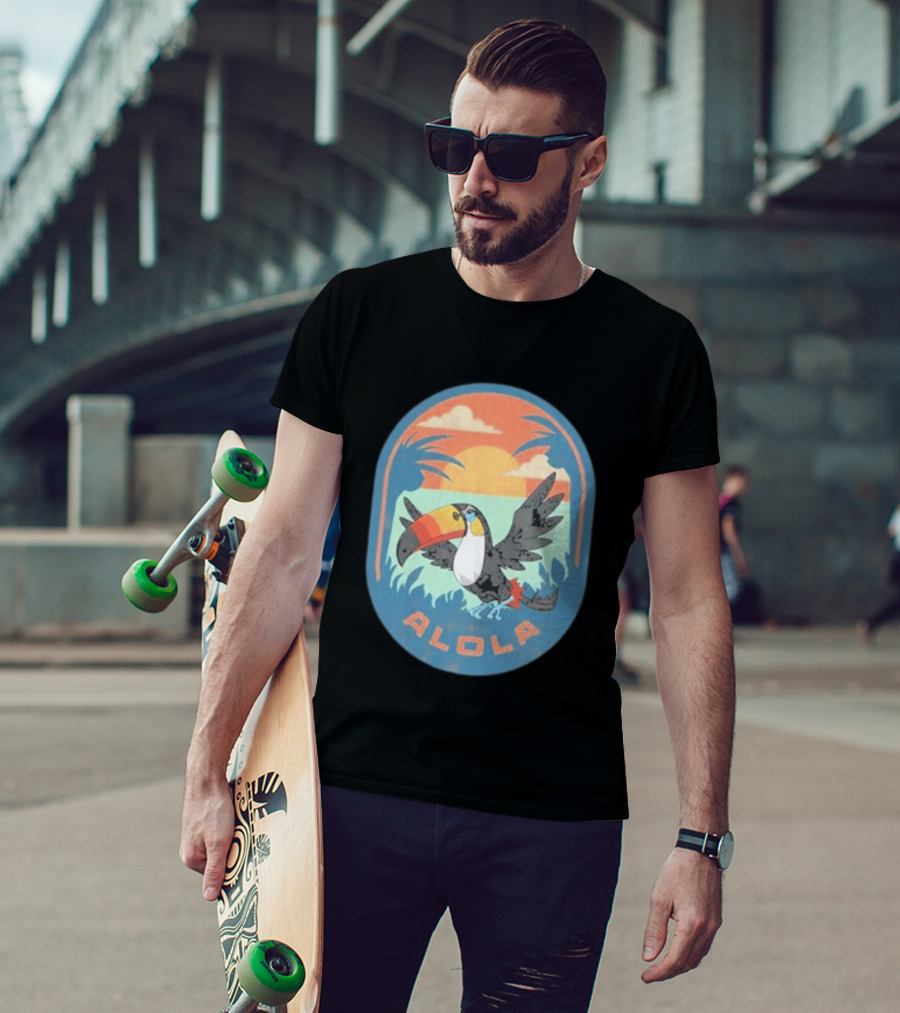 Alola Pokémon Toucan Tropical Sunset Scene T-Shirt