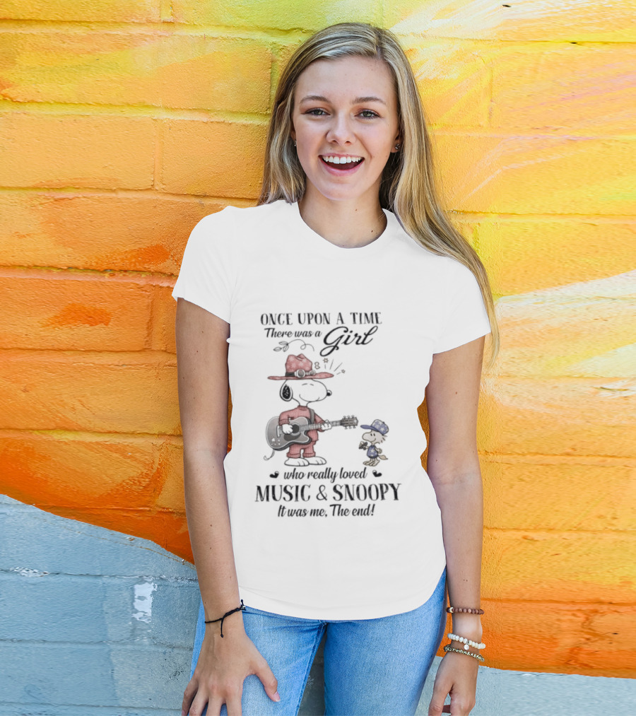 Peanuts Snoopy Once Upon A Time There Was A Girl Who Really Loved Music And Snoopy T-Shirt