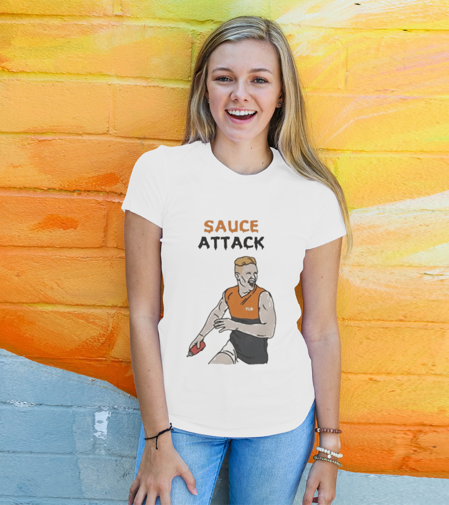 Sauce Attack Giants Edition Australian Rules Football Fan T-Shirt