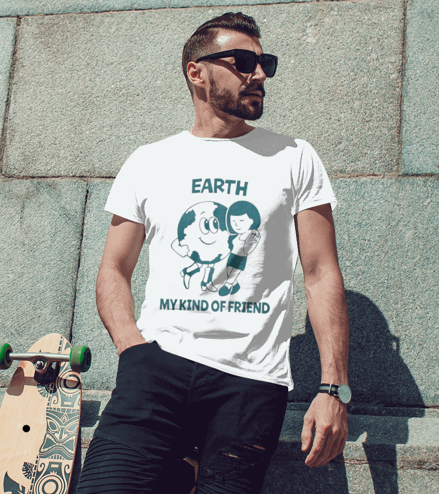 Earth My Kind Of Friend Cartoon Character And Girl Hugging T-Shirt