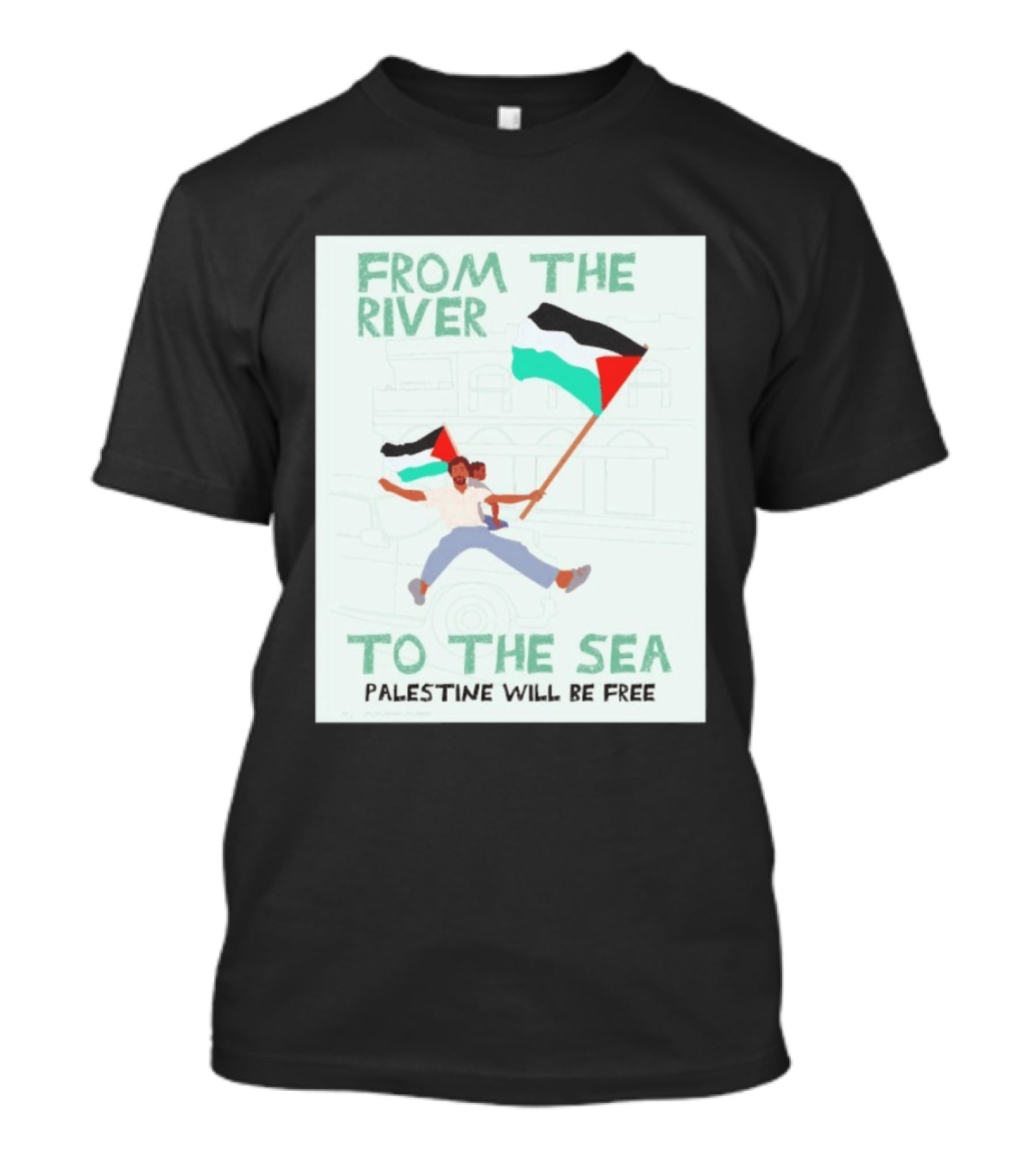 From The River To The Sea Palestine Will Be Free Flag Person Holding Child T-Shirt