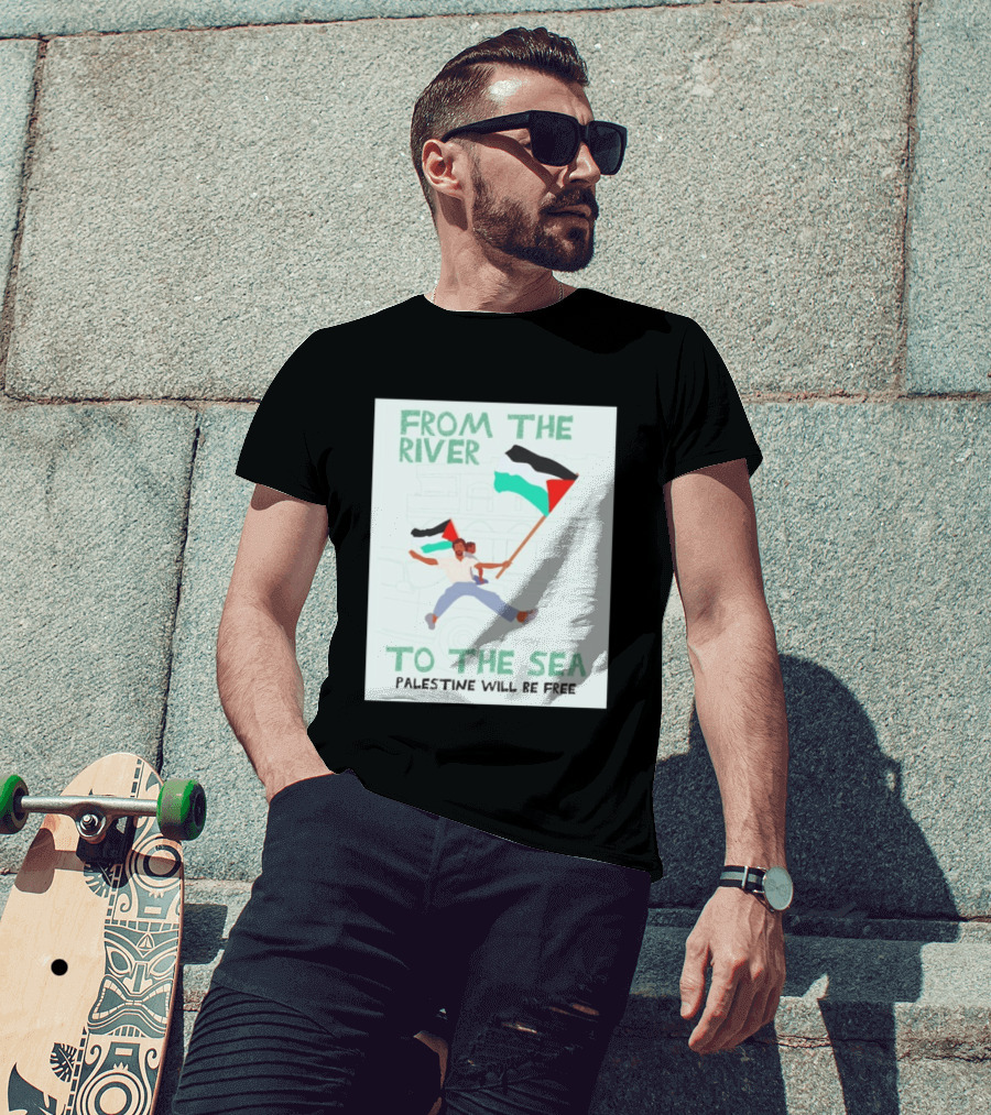 From The River To The Sea Palestine Will Be Free Flag Person Holding Child T-Shirt