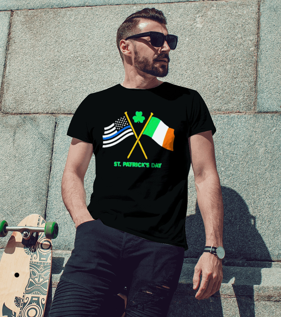 St. Patrick's Day American And Irish Flag Shamrock Celebration T-Shirt