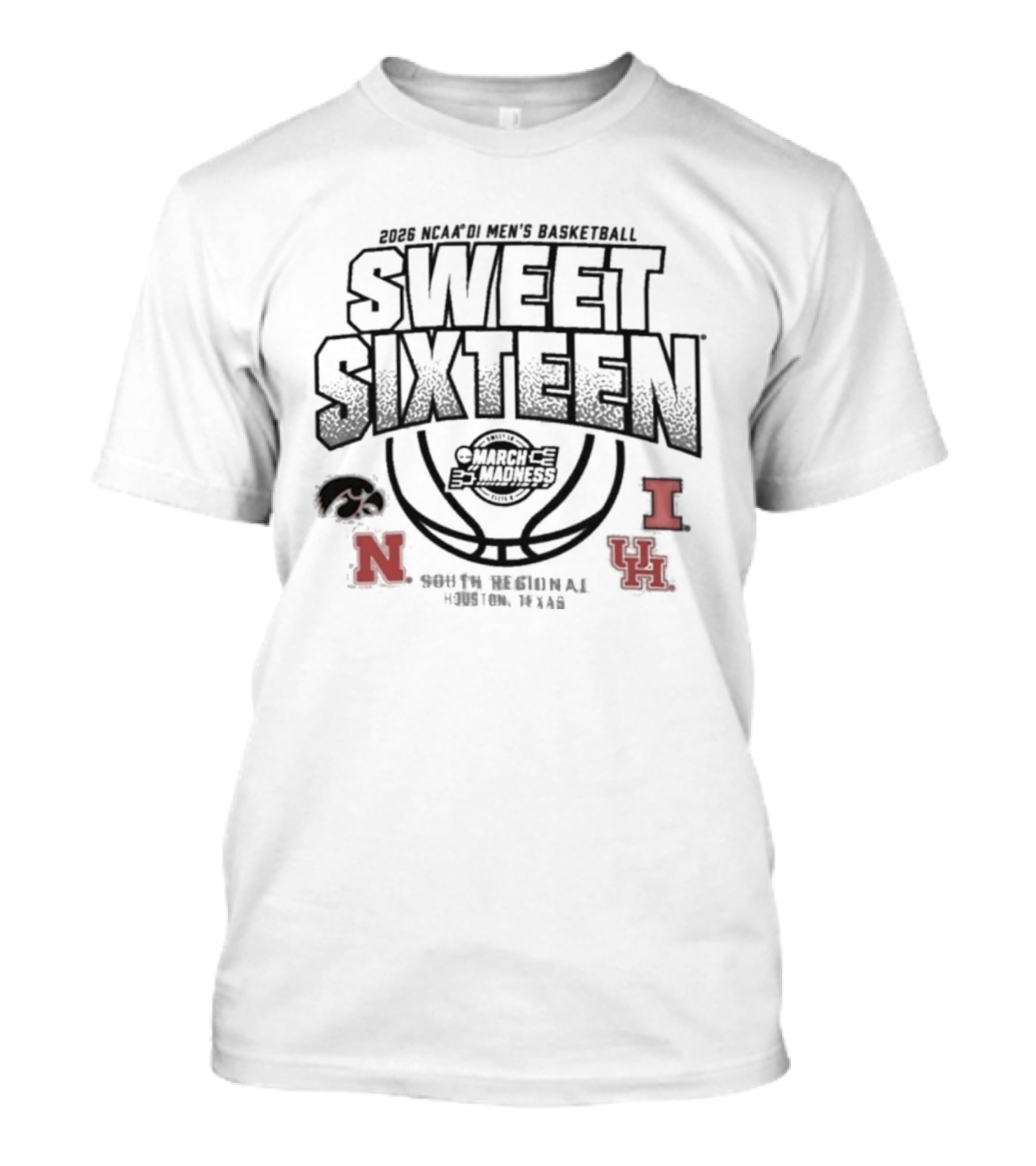 2026 NCAA DI Men's Basketball South Regional Sweet Sixteen Arkansas Nebraska Indiana Houston March Madness T-Shirt
