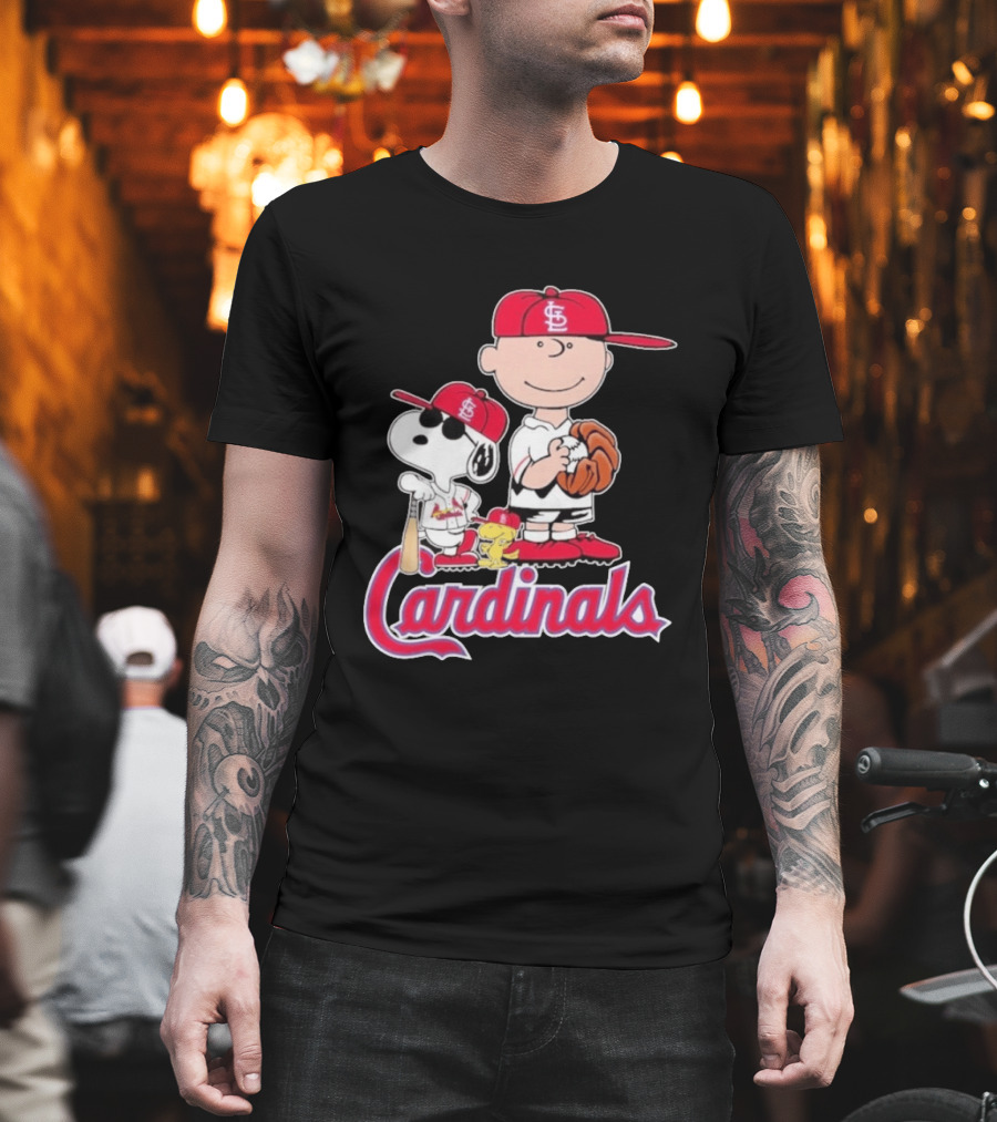 St. Louis Cardinals Peanuts Snoopy Charlie Brown Woodstock Baseball T-Shirt