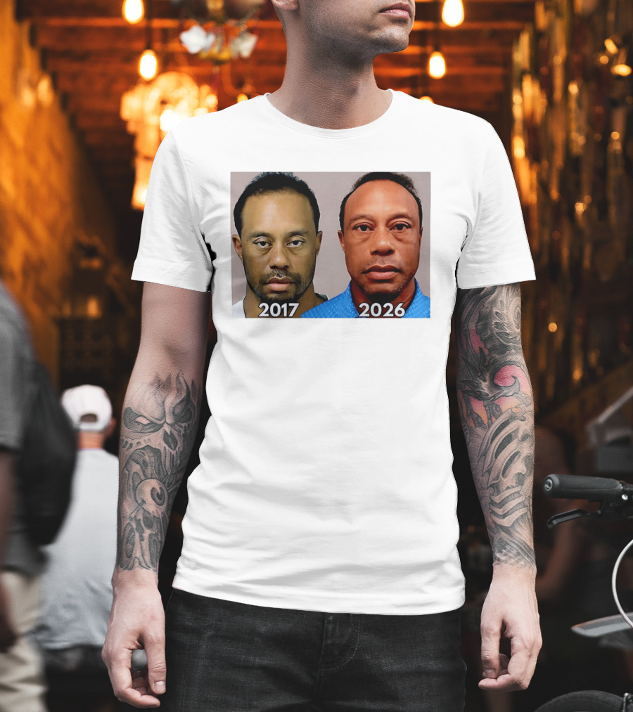 Tiger Woods Shot 2017 And 2026 Comparison T-Shirt