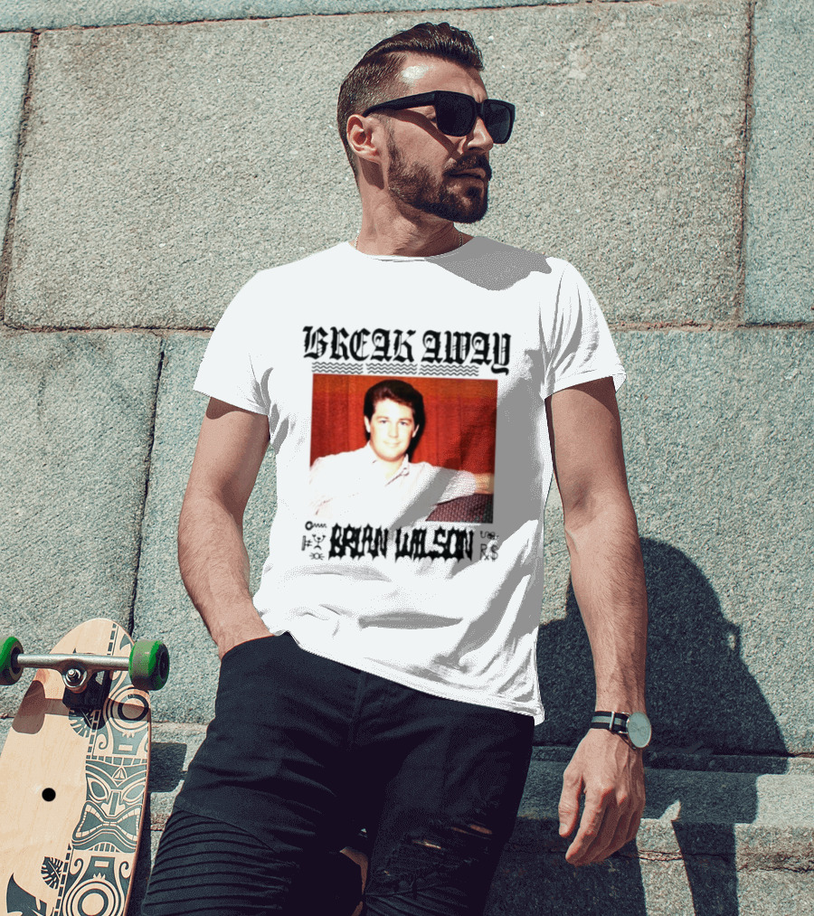 BREAK AWAY BRIAN WILSON Photo Portrait Striped T-Shirt