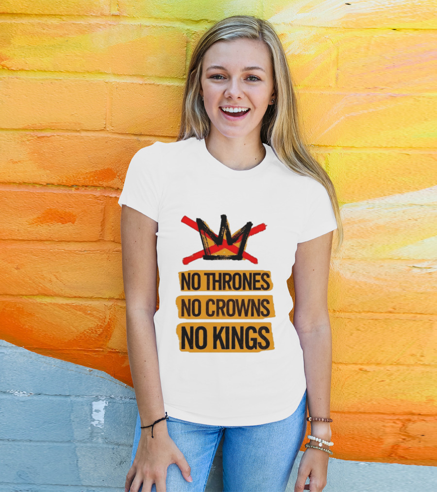 No Thrones No Crowns No Kings Crown Symbol Crossed Out In Red T-Shirt
