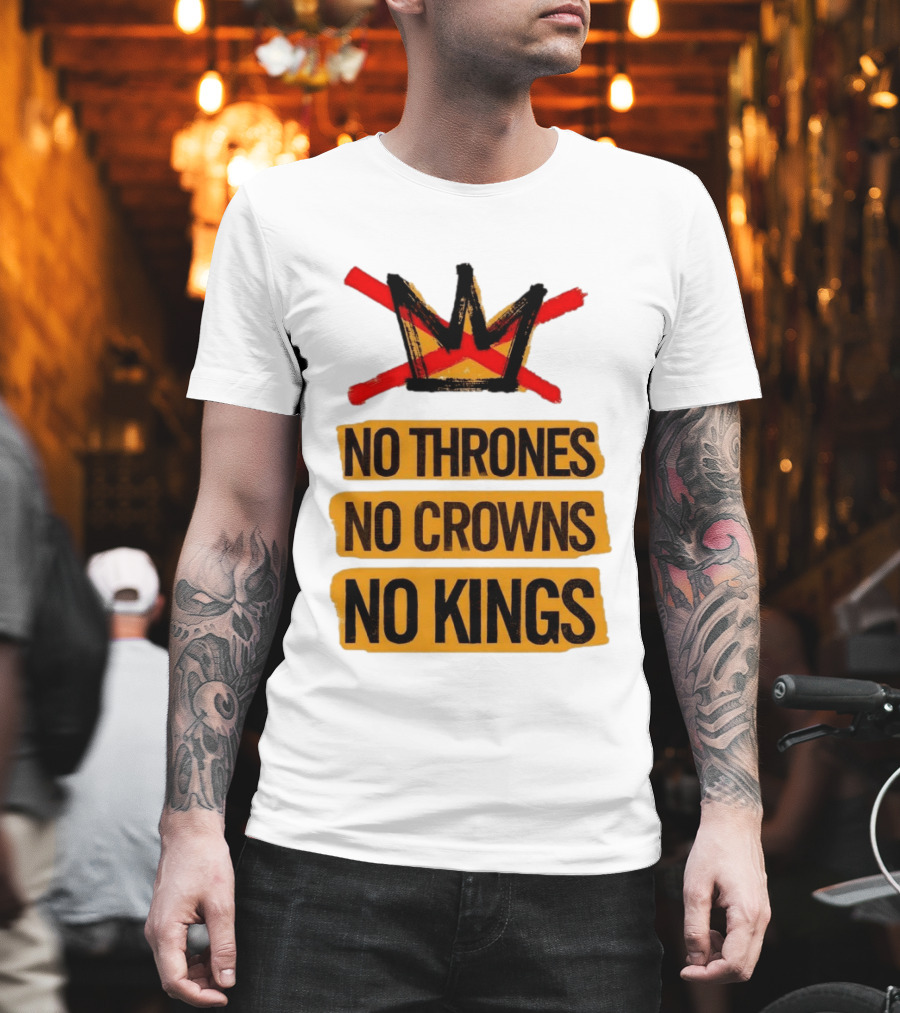No Thrones No Crowns No Kings Crown Symbol Crossed Out in Red T-Shirt