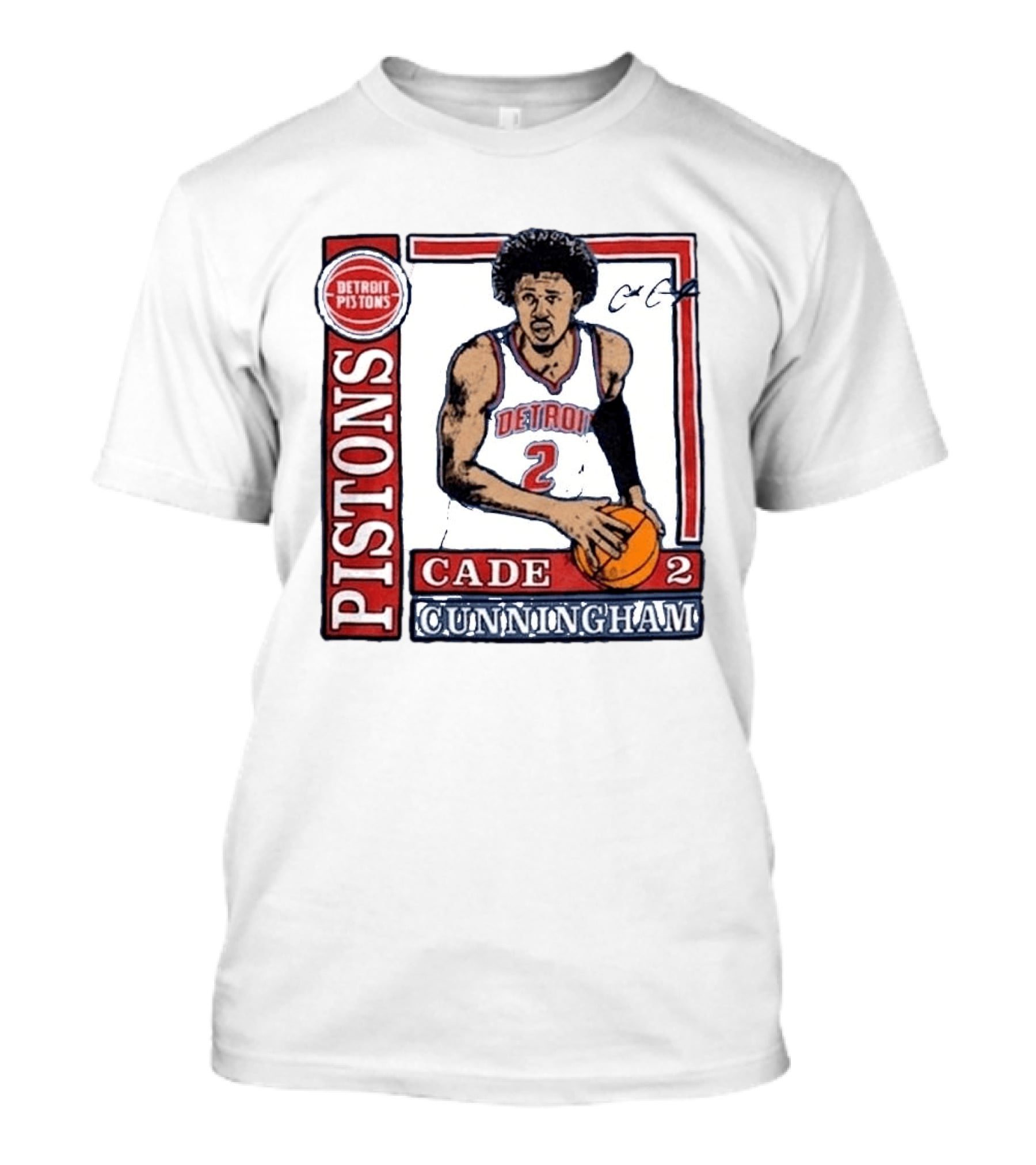Detroit Pistons Cade Cunningham Basketball Number 2 T-Shirt