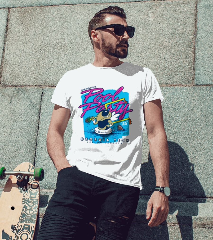 Georgia Tech Yellow Jackets Pool Party Buzz Drinking Summer Vibes T-Shirt