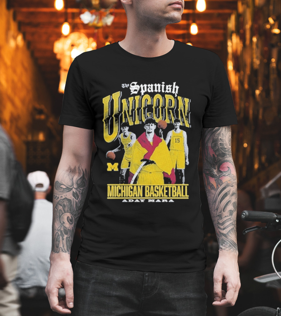 Spanish Unicorn Michigan Basketball Aday Mara Players with Basketball T-Shirt