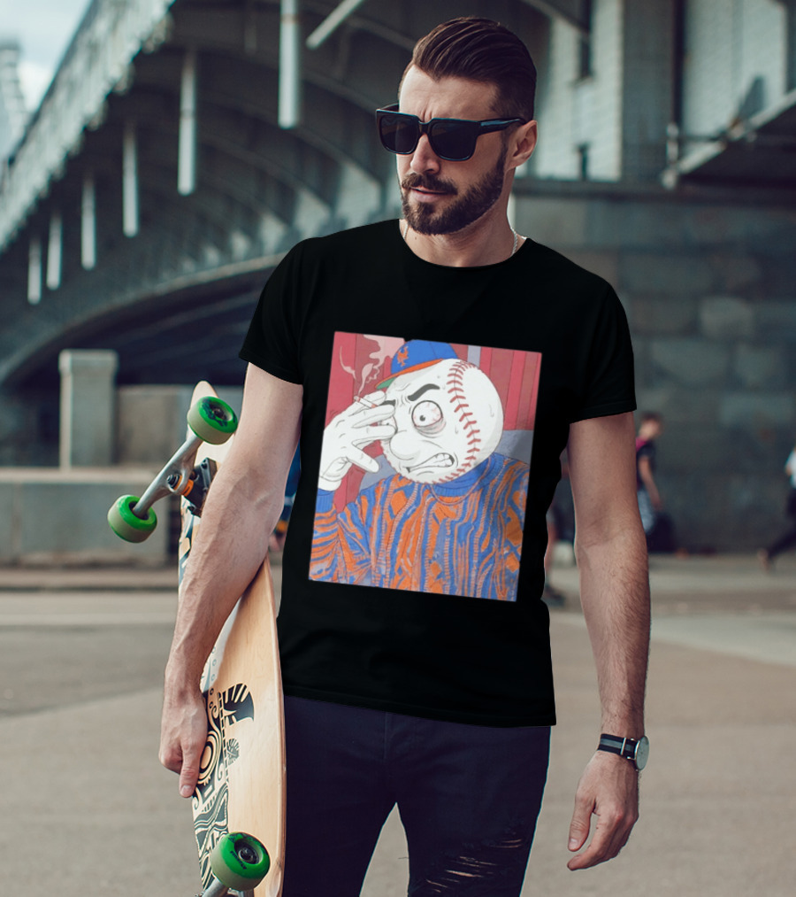 Mr. Met Stressed Smoking New York Mets Baseball Fan T-Shirt