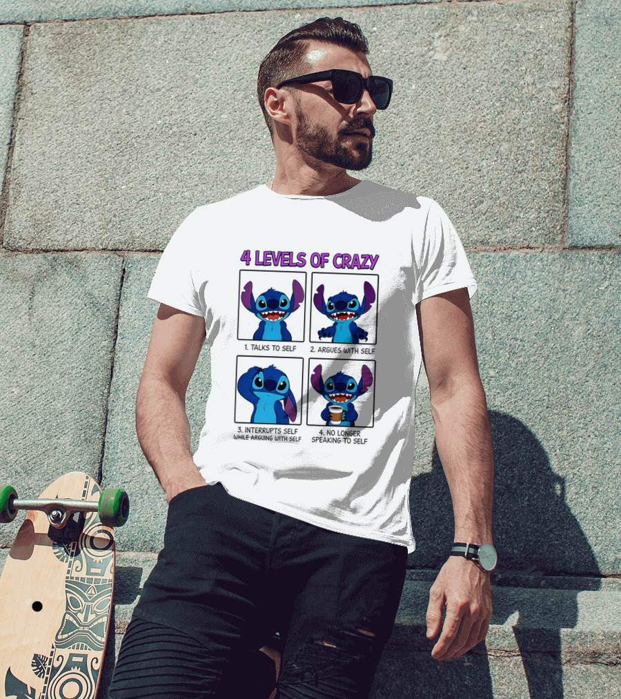 4 Levels Of Crazy Featuring Stitch Talks Argues Interrupts With Self T-Shirt