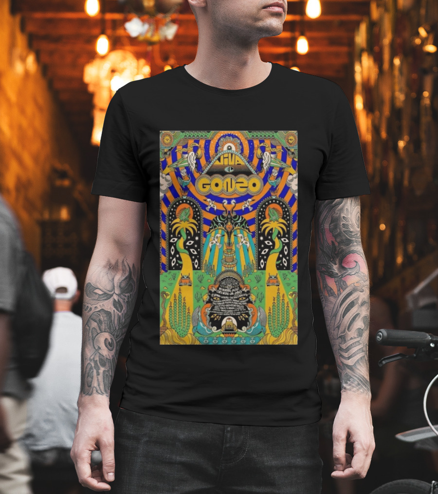 Viva el Gonzo Festival 2026 Psychedelic Art with Cacti and Birds T-Shirt