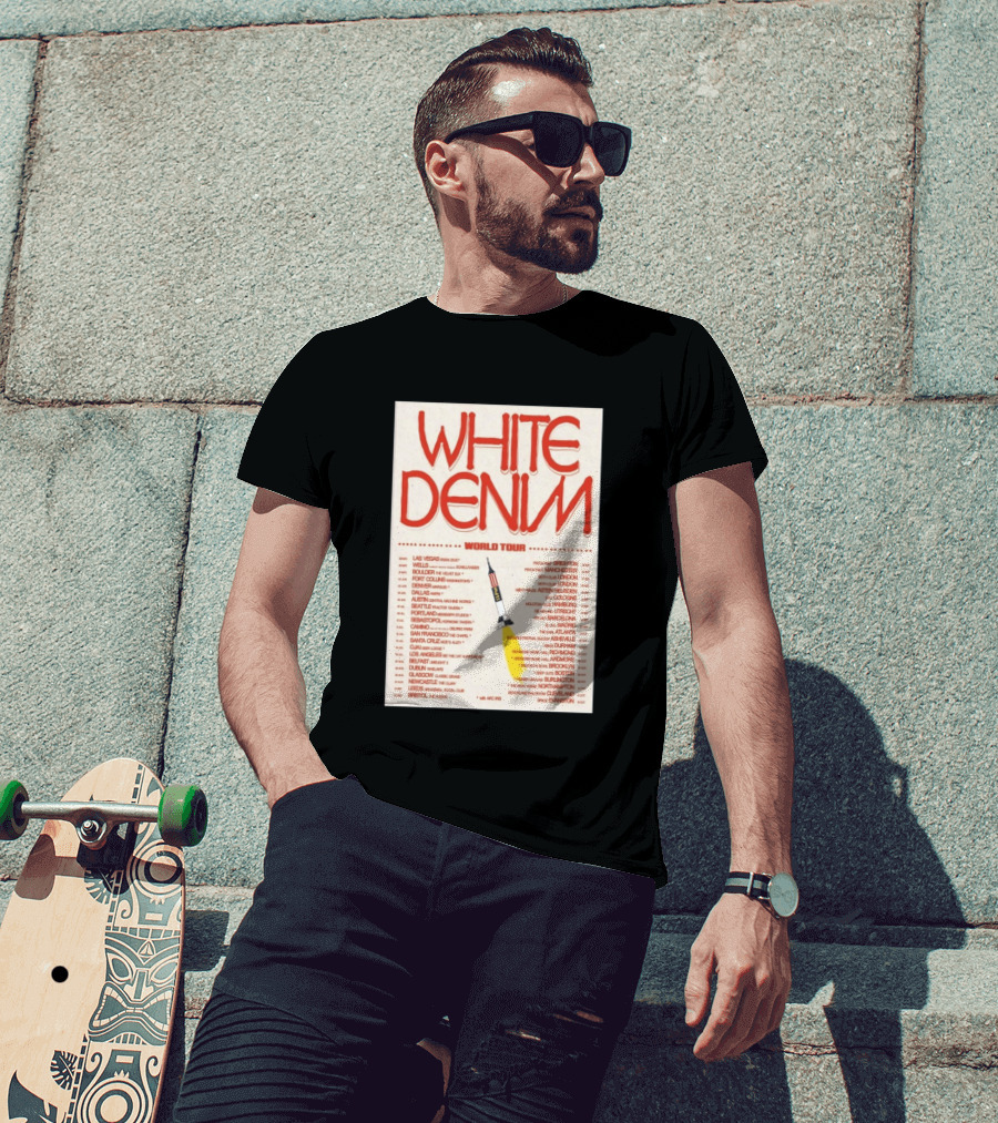 White Denim World Tour 2026 Concert With Tour Dates And Cities T-Shirt