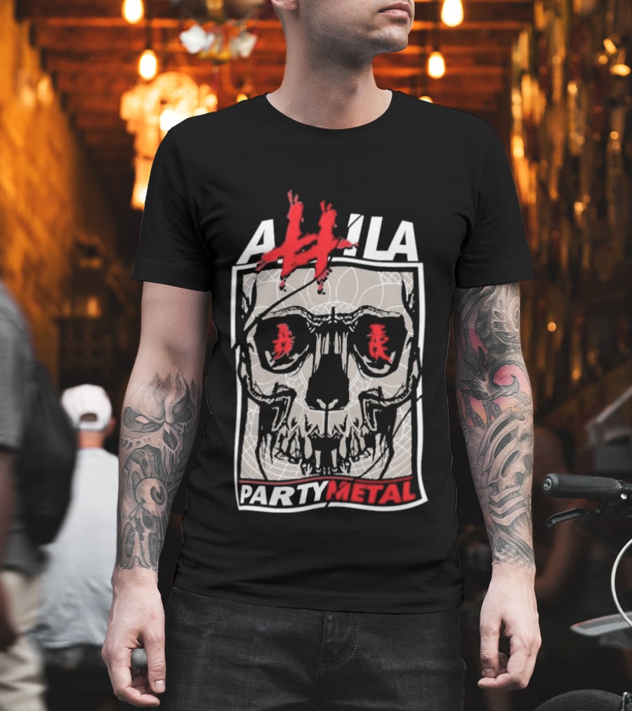 Attila Skull Party Metal Graphic with Red Accents T-Shirt