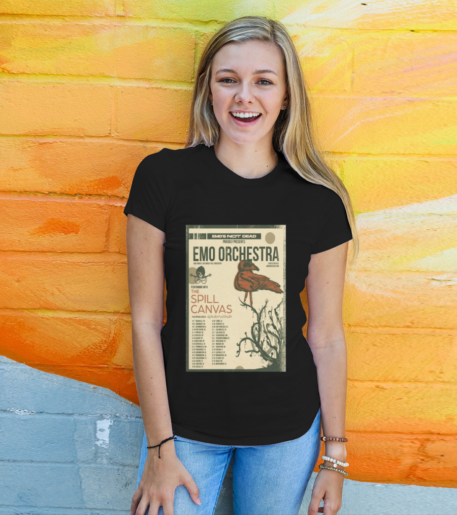 Emo Orchestra USA Tour 2026 With The Spill And Greywind Tour Dates T-Shirt