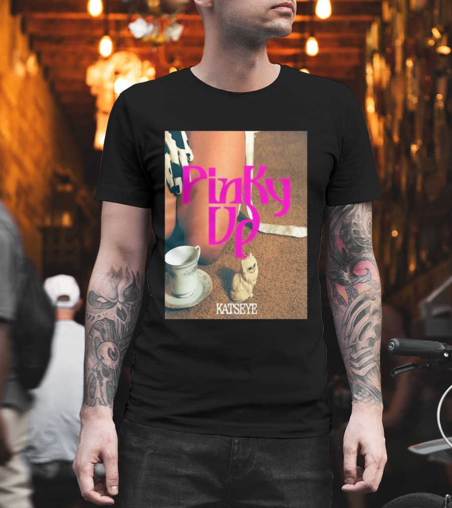 Katseye Pinky Up Vintage Cup and Cat Figurine T-Shirt
