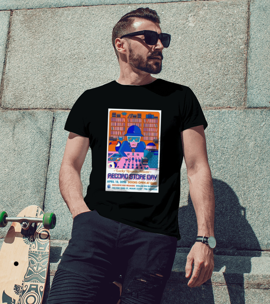 Lucky Records Miami Record Store Day April 18 2026 Exclusive RSD Releases Dollar Bin Blowout T-Shirt