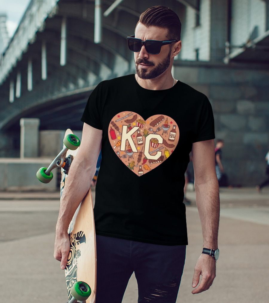 KC Heart BBQ With Grills Ribs And Sauce T-Shirt
