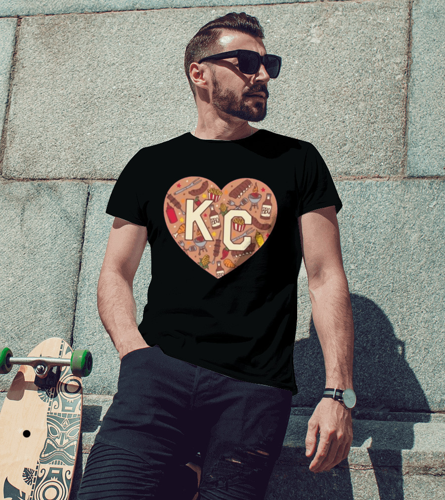 KC Heart BBQ With Grills Ribs And Sauce T-Shirt