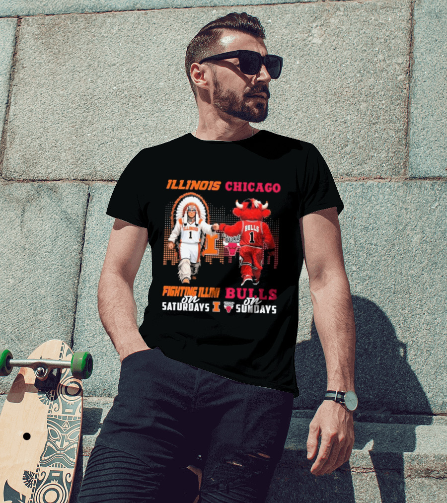 Illinois Fighting Illini On Saturdays Chicago Bulls On Sundays T-Shirt