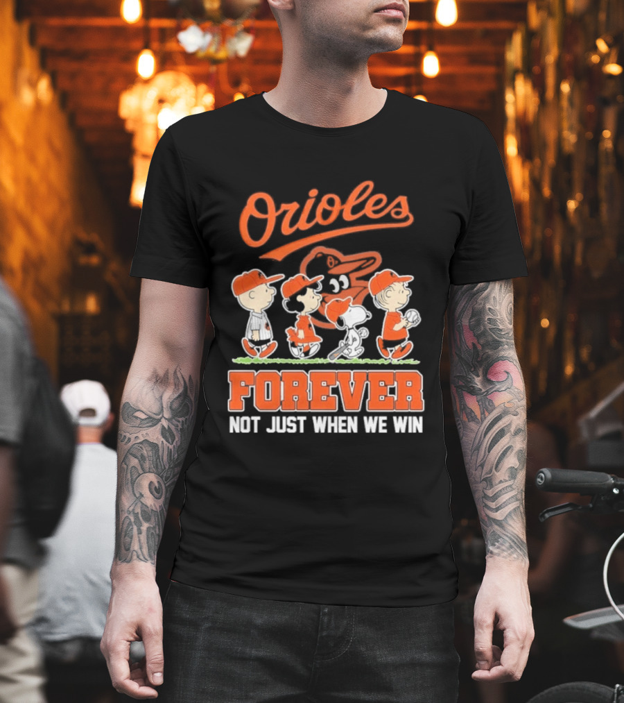 Orioles Forever Peanuts Characters Baseball Team Spirit T-Shirt