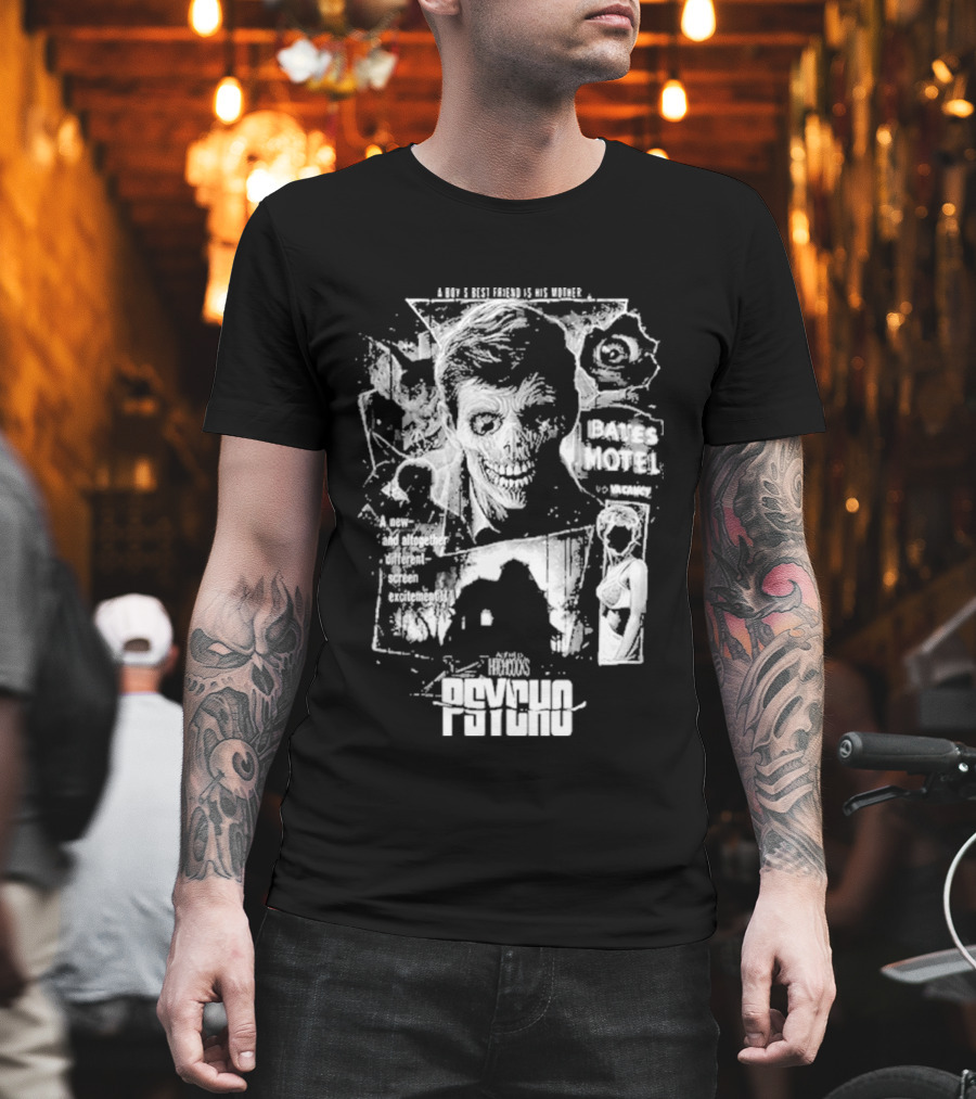 Psycho Hitchcock Collage 1960 Classic Movie Icy Blackness 2026 T-Shirt
