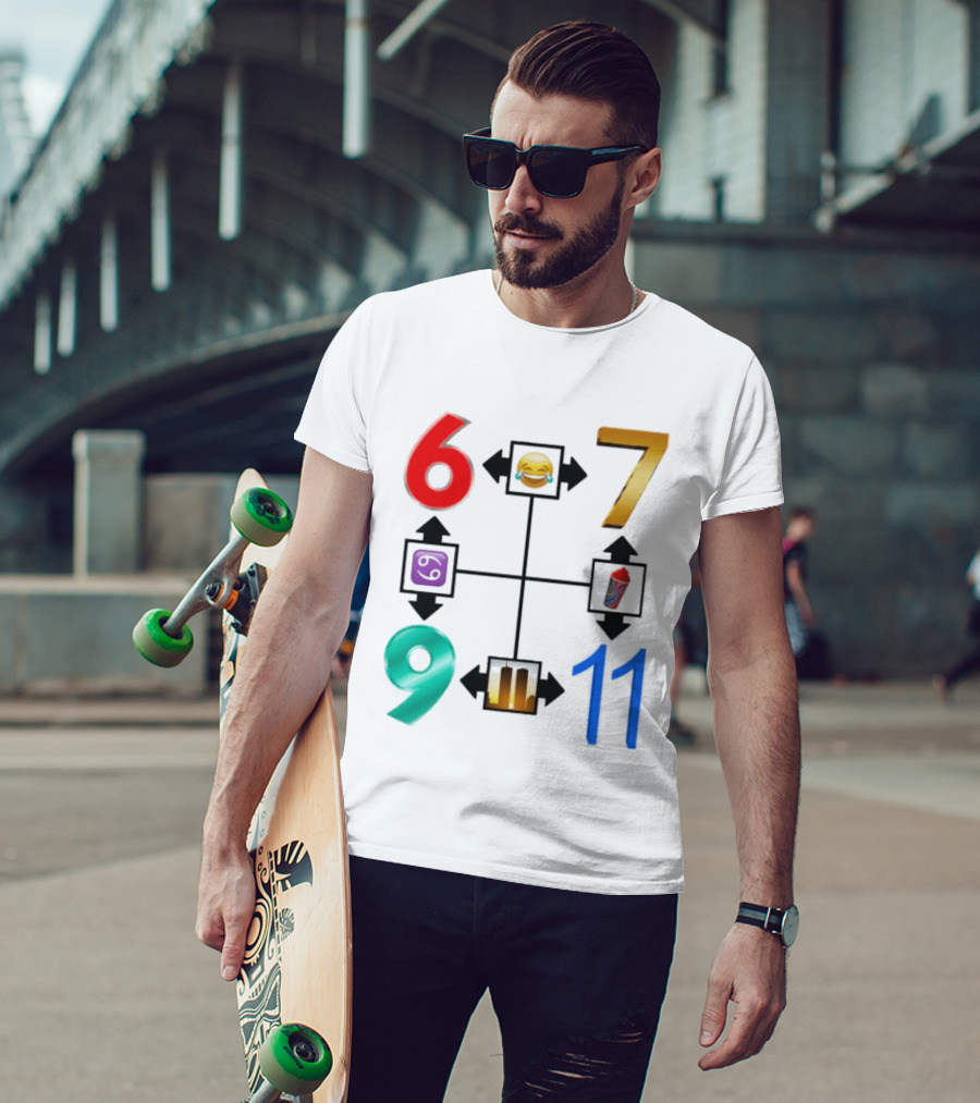 67 69 9 11 Emoji Directional Symbols With Laughing Face Crying Tears T-Shirt