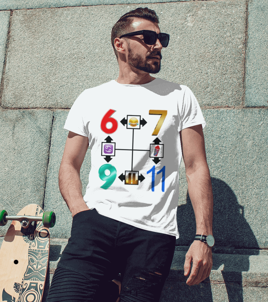 67 69 9 11 Emoji Directional Symbols With Laughing Face Crying Tears T-Shirt