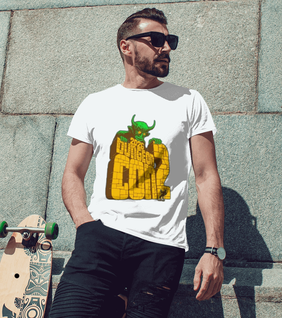 2026 Dungeon Con 2 Goodman Games Logo Green Monster T-Shirt