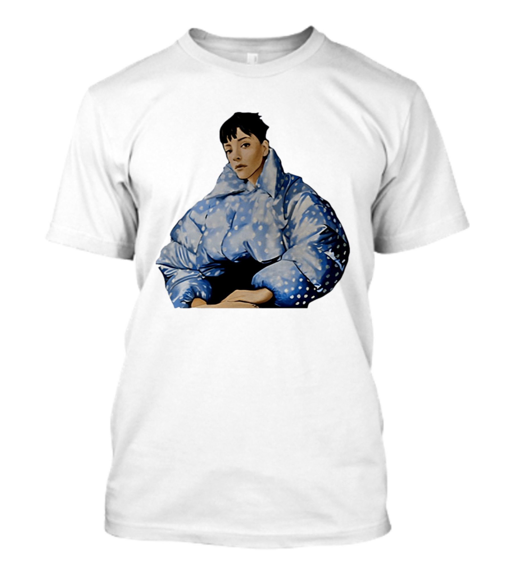 Lily Allen West End Girl Blue Polka Dot Puffer Jacket Style Fashion T-Shirt