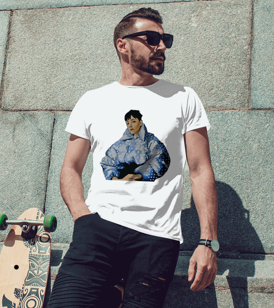 Lily Allen West End Girl Blue Polka Dot Puffer Jacket Style Fashion T-Shirt