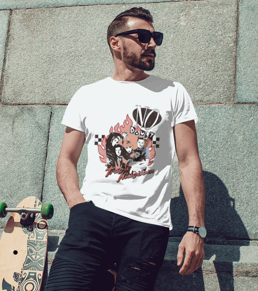 No Doubt Tragic Kingdom Band Flames And Checkerboard T-Shirt