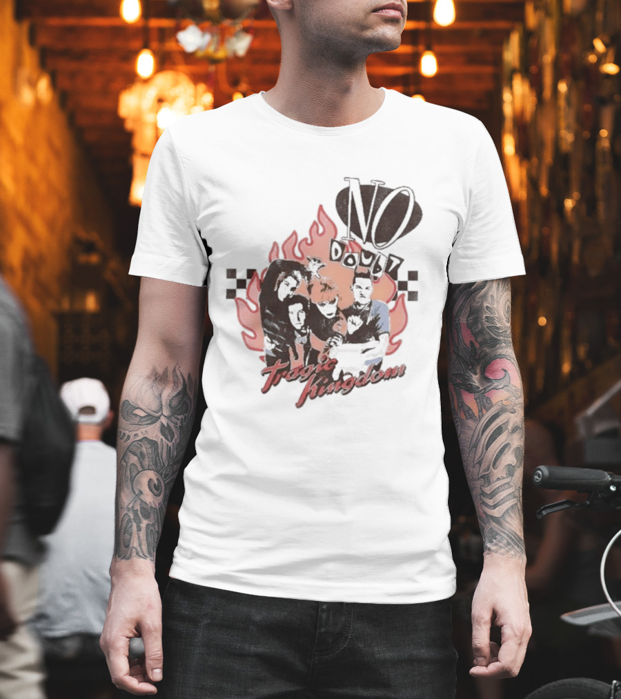 No Doubt Tragic Kingdom Band Flames and Checkerboard T-Shirt